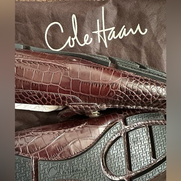 Cole Haan Bit Loafers Alligator Print Brown Leather Driving Shoes 👞 ( NEW ) - Picture 5 of 9